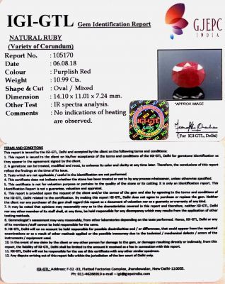 12.19 Ratti Natural Neo Burma Ruby with Govt. Lab Certificate-(2331)