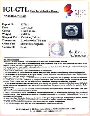 8.54  Ratti Natural White Topaz  with Govt Lab Certificate - (1665)