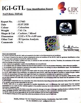 8.44 Ratti Natural White Topaz  with Govt Lab Certificate - (1665)