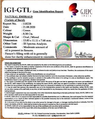 8.38/CT Natural Panna Stone with Govt. Lab Certified-(2331) 