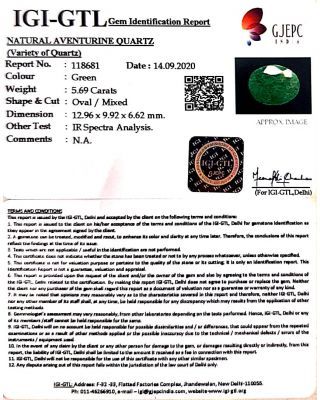 5.69/CT Natural Panna Stone with Govt. Lab Certified-(2331) 