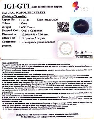7.04 Ratti Natural Scapolite Cat's Eye with Govt. Lab Certified-(1221)