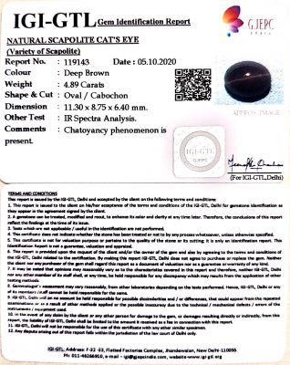 5.42 Ratti Natural Scapolite Cat's Eye with Govt. Lab Certified-(1221)