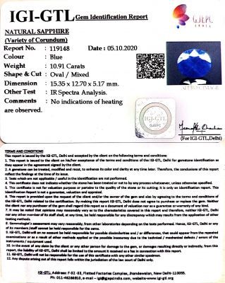 12.11 Ratti Natural Blue Sapphire with Govt Lab Certificate-(2331)