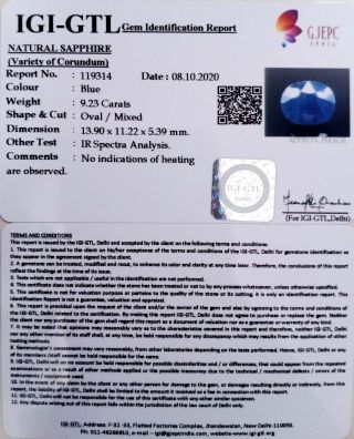 10.24 Ratti Natural Blue Sapphire with Govt Lab Certificate-(2331)