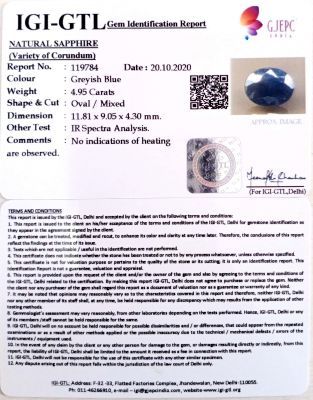 5.49 Ratti Natural Blue Sapphire with Govt Lab Certificate-(1221 )