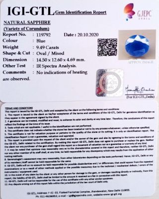 10.53 Ratti Natural Blue Sapphire with Govt Lab Certificate-(2331)