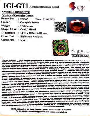 10.18 Ratti Natural Govt. Lab Certified Ceylonese Gomed-(1221)