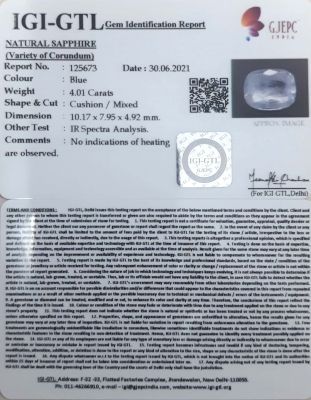 4.45 Ratti Natural Blue Sapphire with Govt Lab Certificate-(12210)