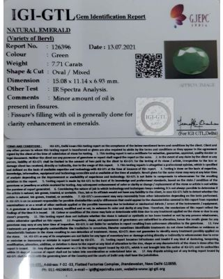 7.71/CT Natural Panna Stone with Govt. Lab Certified-(2331) 