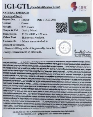3.73/CT Natural Panna Stone with Govt. Lab Certified-(4551)             