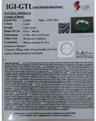 3.58/CT Natural Panna Stone with Govt. Lab Certified-(4551)             