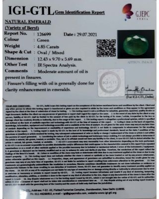 4.85/CT Natural Panna Stone with Govt. Lab Certified (3441)            