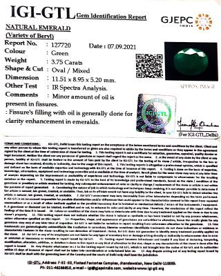 3.75/CT Natural Panna Stone with Govt. Lab Certified-(4551)             