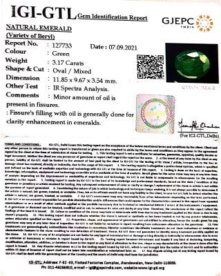 3.17/CT Natural Panna Stone with Govt. Lab Certified (6771)             