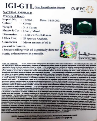 3.14/CT Natural Panna Stone with Govt. Lab Certified-(4551)             