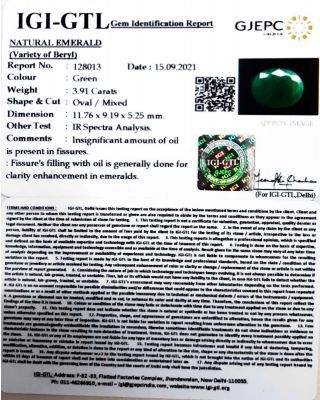 3.91/CT Natural Panna Stone with Govt. Lab Certified-(4551)             