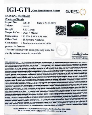 3.20/CT Natural Panna Stone with Govt. Lab Certified (3441)            