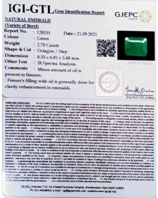 2.70/CT Natural Panna Stone with Govt. Lab Certified (6771)             