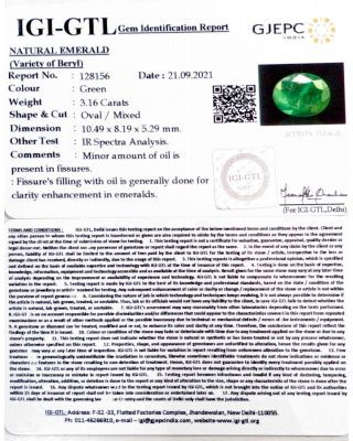 3.16/CT Natural Panna Stone with Govt. Lab Certified (6771)             