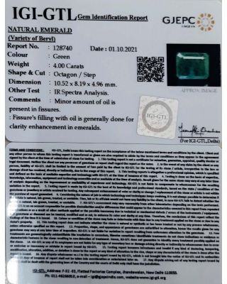 4.00/CT Natural Panna Stone with Govt. Lab Certified (6771)             