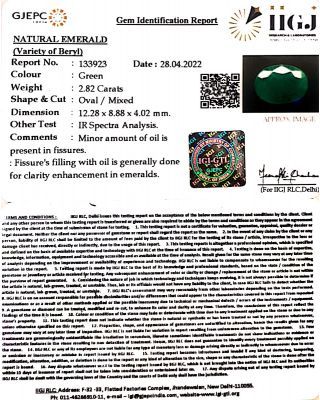 2.82/CT Natural Panna Stone with Govt. Lab Certified (3441)            