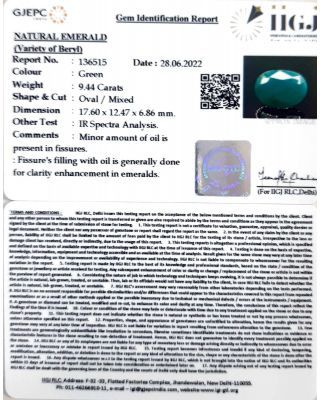 9.44/CT Natural Panna Stone with Govt. Lab Certified-3441            