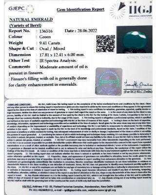 9.41/CT Natural Panna Stone with Govt. Lab Certified-(4551)             