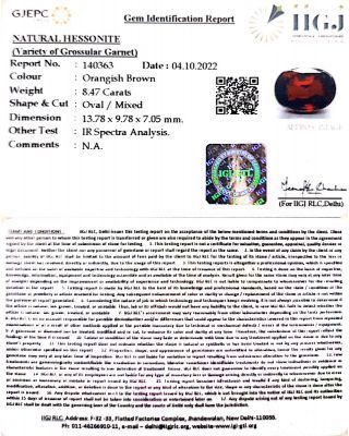 8.47/CT Natural Govt. Lab Certified Ceylonese Gomed-(1221)              