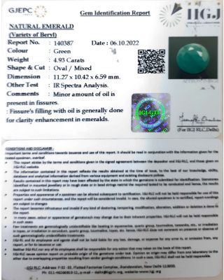4.93/CT Natural Panna Stone with Govt. Lab Certified-(1221)           