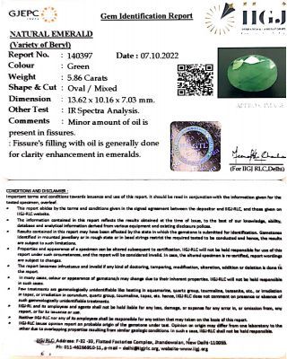 5.86/CT Natural Panna Stone with Govt. Lab Certified-(2331)                  