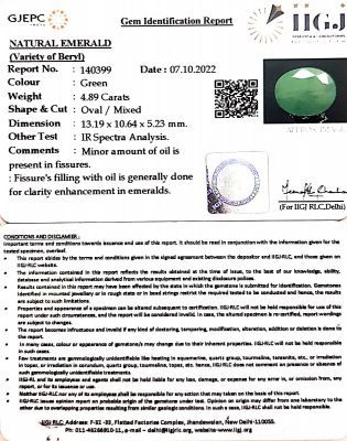 4.89/CT Natural Panna Stone with Govt. Lab Certified-(2331)                     
