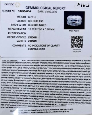 6.73/CT Natural Zircon with Govt. Lab certificate-(3441)   
