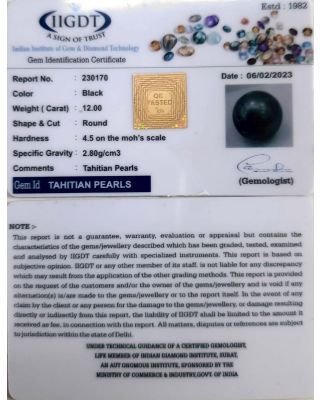 12.00/CT Natural Tahitian Pearl With Lab Certificate-(1332)              