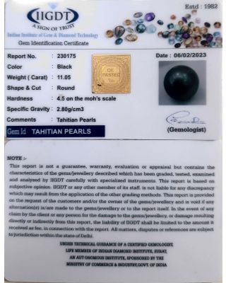 11.05/CT Natural Tahitian Pearl With Lab Certificate-(1332)     