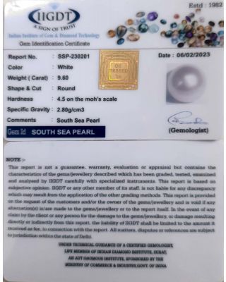 9.60/CT Natural South Sea Pearl With Lab Certificate-(1332)            