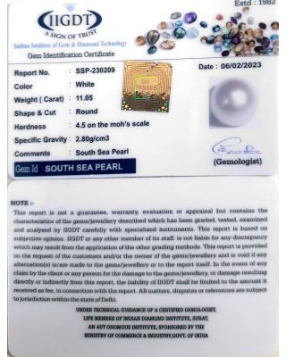 11.05/CT Natural South Sea Pearl With Lab Certificate-(1332)          