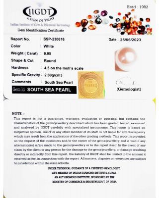 9.95/CT Natural South Sea Pearl With Lab Certificate-(1332)       