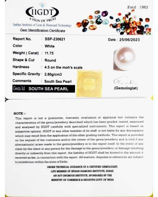 11.75/CT Natural South Sea Pearl With Lab Certificate-(1332)       