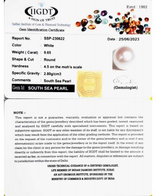 9.65/CT Natural South Sea Pearl With Lab Certificate-(1332)   