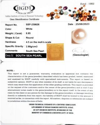 8.85/CT Natural South Sea Pearl With Lab Certificate-(1332)   