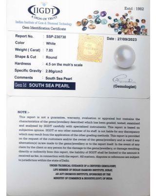 7.85/CT Natural South Sea Pearl with Lab Certificate-(1332)     