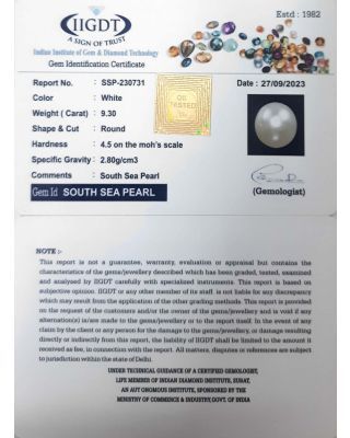 9.30/CT Natural South Sea Pearl with Lab Certificate-(1332)     