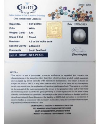8.40/CT Natural South Sea Pearl with Lab Certificate-(1332)        
