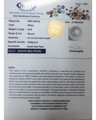 9.20/CT Natural South Sea Pearl with Lab Certificate-(1332)        
