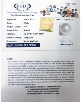 6.10/CT Natural South Sea Pearl with Lab Certificate-(1332)        