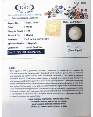 7.10/CT Natural South Sea Pearl with Lab Certificate-(1332)        