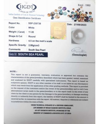 11.00/CT Natural South Sea Pearl with Lab Certificate-(1332)        