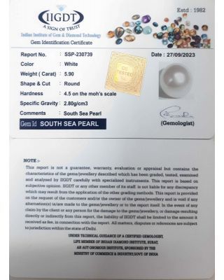5.90/CT Natural South Sea Pearl with Lab Certificate-(1332)        