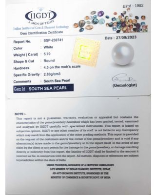 5.70/CT Natural South Sea Pearl with Lab Certificate-(1332)        